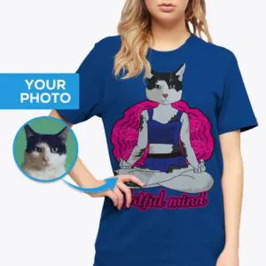Damska koszulka z kotem do jogi. Koszule dla dorosłych www.customywear.com