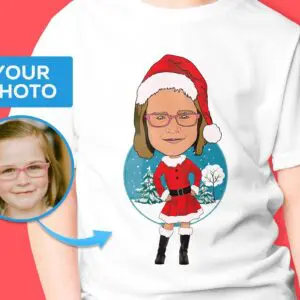 Camisa personalizada do Natal da juventude | Camiseta personalizada de Papai Noel para crianças com arte de Natal www.customywear.com