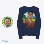 Aangepaste jeugd beer paardrijden shirt | Gepersonaliseerde grappige kinder T-shirt-Customywear-dierenliefhebbers