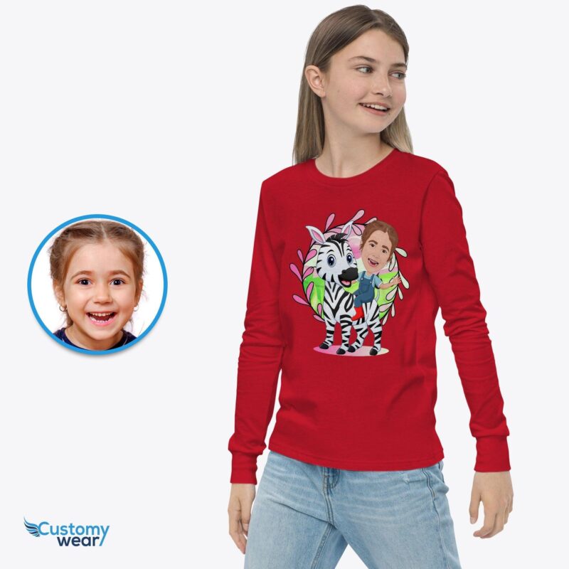 Zebra riding girl shirt CustomyWear adventure_shirt, Animal_shirt, Fantasy_shirt, girl, kid, kids, kids_birthday_shirt, Outdoor_shirt, s