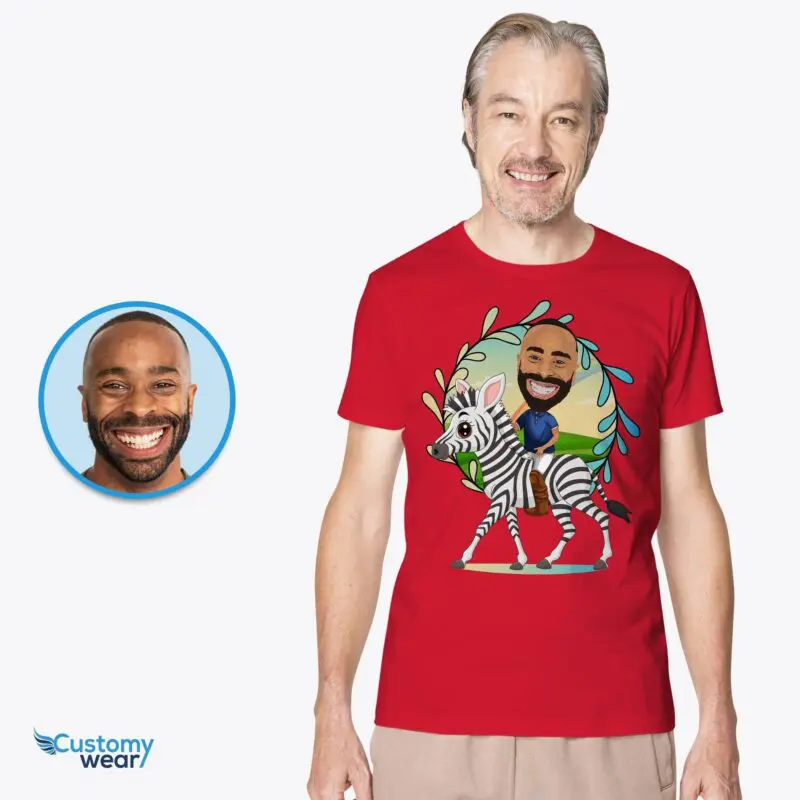 Personalized Zebra Riding Man Shirt | Wild Animal Lovers Funny Adventure Tee-Customywear-Adult shirts