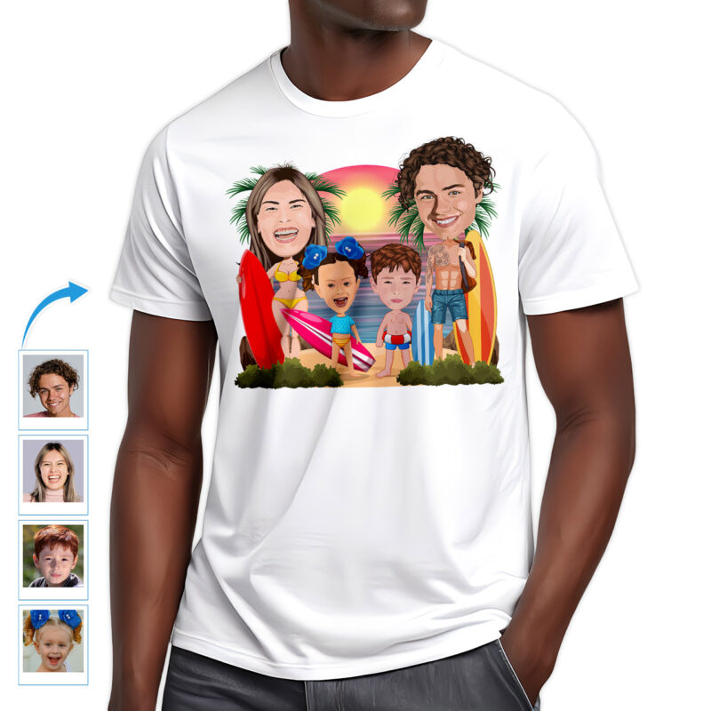 Personalized family surfing shirts with custom photo art for vacation memories. - vista 4