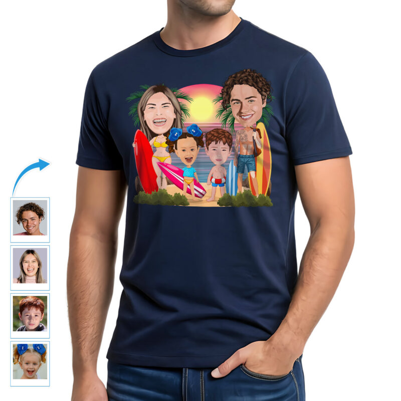 Personalized family surfing shirts with custom photo art for vacation memories. - vista 5
