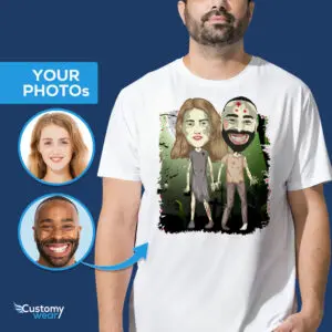 T-shirt d'Halloween personnalisé pour couples zombies Chemises pour adultes www.customywear.com
