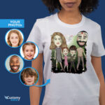 Camiseta personalizada de Halloween para casais zumbis - Camisas personalizadas para adultos