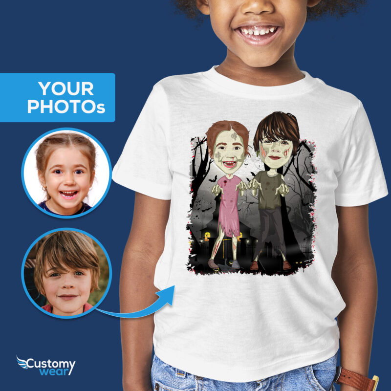 Camiseta personalizada de Halloween para casais zumbis - Camisas personalizadas para adultos