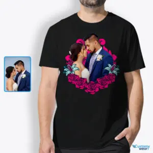 Camiseta personalizada con diseño de rosa para novio – Sorpresa de aniversario perfecta Artes personalizadas - Diseño floral www.customywear.com