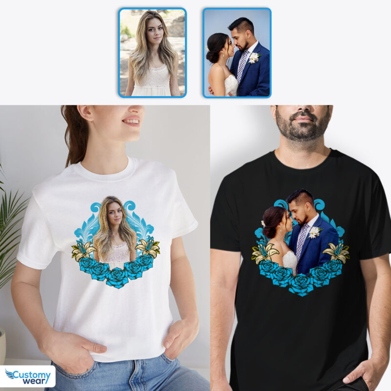 Romantic T-Shirt Gifts for Couples: Personalized Anniversary Love Apparel Custom arts - Floral Design www.customywear.com