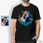 为丈夫定制的玫瑰艺术 T 恤 - 特别的情人节礼物创意-定制服装-定制艺术 - 花卉设计