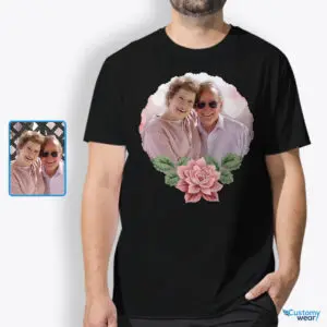 为他定制名字和玫瑰设计 T 恤 – 贴心的周年纪念礼物 定制艺术 - 花卉设计 www.customywear.com