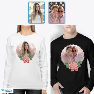 Custom Engagement Photo T-shirts for Couples – Personalized Gifts for Romantic Lovers Custom arts - Floral Design www.customywear.com