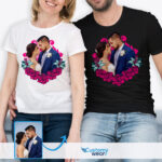 Custom Rose Design T-paita poikaystävälle - Täydellinen vuosipäivä-yllätys-Räätälöidyt vaatteet-Räätälöidyt kuvat - Kukkakuviointi