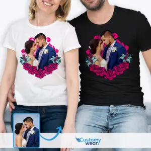 Camisetas combinando para casal: camisetas personalizadas de manga curta para momentos compartilhados Artes personalizadas - Design floral www.customywear.com