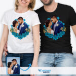 Anpassbares Rosenkunst-T-Shirt für Ehemann – besondere Geschenkidee zum Valentinstag – individuelle Kleidung – individuelle Kunst – Blumendesign