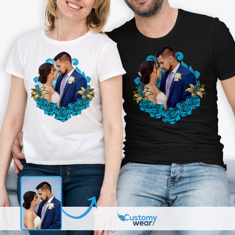 Romantic T-Shirt Gifts for Couples: Personalized Anniversary Love Apparel Custom arts - Floral Design www.customywear.com
