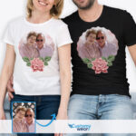 T-Shirt mit individuellem Namen und Rosendesign für Ihn – aufmerksames Jubiläumsgeschenk – Customywear – individuelle Kunst – Blumendesign