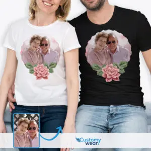 Camisas engraçadas para casais: camisetas personalizadas para pais e avós Artes personalizadas - Design floral www.customywear.com