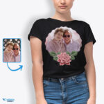 Regalo personalizado del día de San Valentín para ella - Camiseta de arte floral personalizada-Ropa personalizada-Artes personalizadas - Diseño floral
