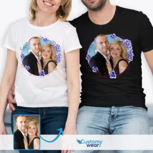 장거리 관계 선물: 여자친구와 남자친구를 위한 맞춤 매칭 티셔츠 맞춤 예술 - 꽃무늬 www.customywear.com