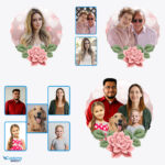 Brugerdefinerede forlovelsesfoto-t-shirts til par - Personlige gaver til romantiske elskere - Skræddersyet tøj - Skræddersyet kunst - Blomsterdesign