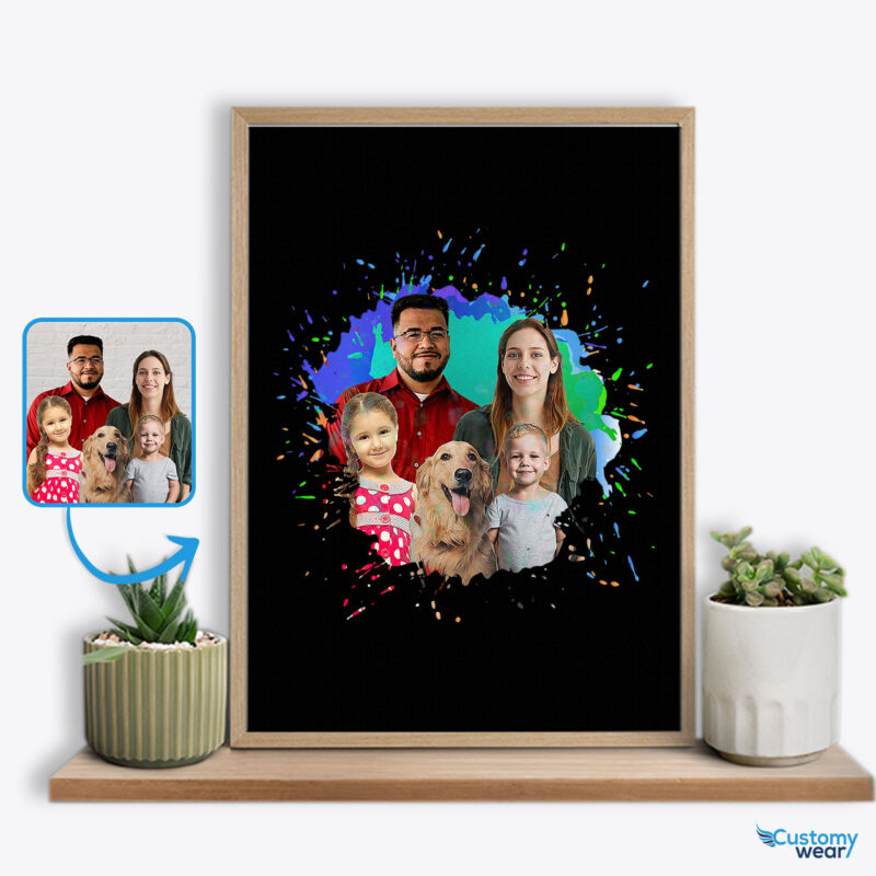 Unite in Memories: Personalized Custom Family Photo Poster – Ideal Gift for All Family Members Custom arts - Color Splash www.customywear.com