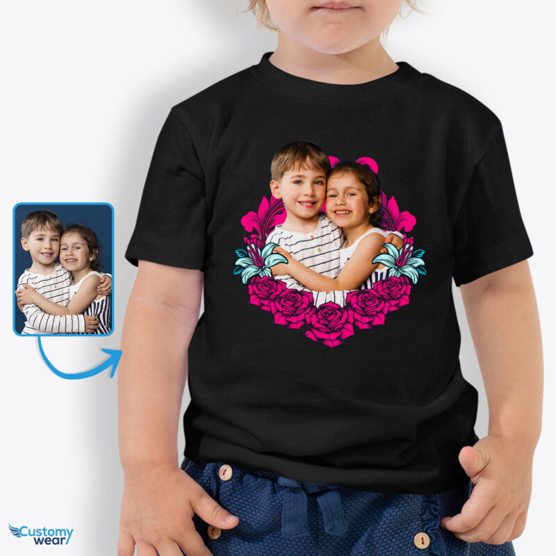 Custom T-Shirt for Toddler – Personalized Floral Elegance for Niece and Nephew Custom arts - Floral Design www.customywear.com