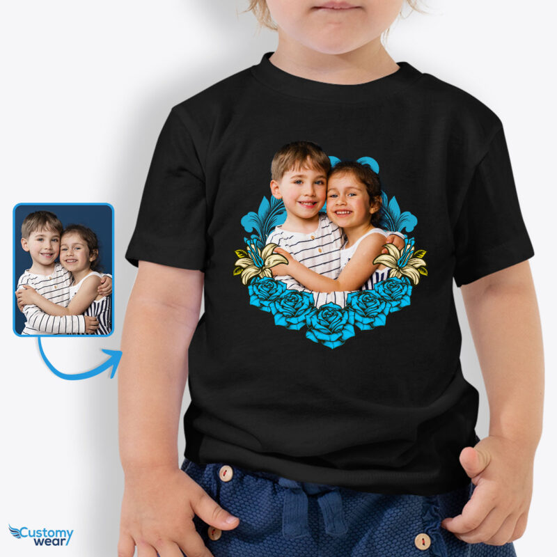 Custom Birthday T-Shirt for Toddler Nephew and Niece – Personalized Floral Photo Tee Custom arts - Floral Design www.customywear.com