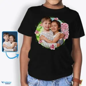 Niestandardowa koszulka urodzinowa dla małego rodzeństwa i dzieci | Spersonalizowana kwiatowa rozkosz Sztuka na zamówienie — kwiatowy wzór www.customywear.com