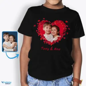 Heartfult Surprise for Kids: Personalized Flower Heart Kid’s T-Shirt Προσαρμοσμένες τέχνες : Καρδιά λουλουδιών www.customywear.com