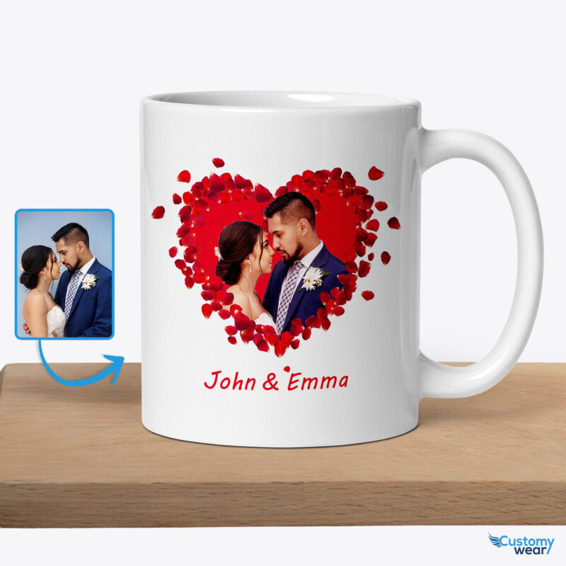 Symbol of Love: Personalized Valentine Flower Heart Mug for Husband and Wife Custom arts : Flower heart www.customywear.com