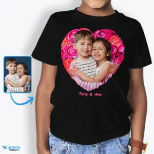 Áo thun in hoa hồng dành riêng cho trẻ em: Được thiết kế dành riêng cho bạn Nghệ thuật tùy chỉnh : Hoa trái tim www.customywear.com