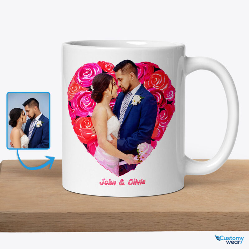 Couple’s Custom Valentines Roses Mug: Your Love, Your Sips Custom arts : Flower heart www.customywear.com