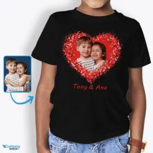 Personalizowana koszulka ze zdjęciem dla dzieci – Flower Heart Power Sztuki na zamówienie: Flower Heart www.customywear.com