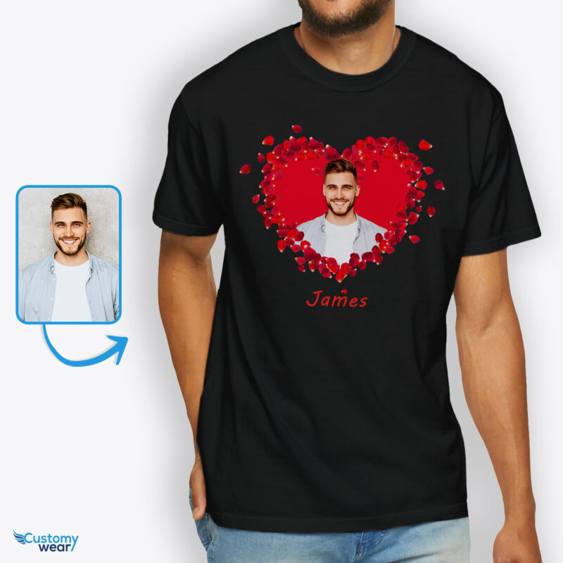 Valentine’s Day Heart Bloom: Custom Flower Heart T-Shirt for Men Custom arts : Flower heart www.customywear.com