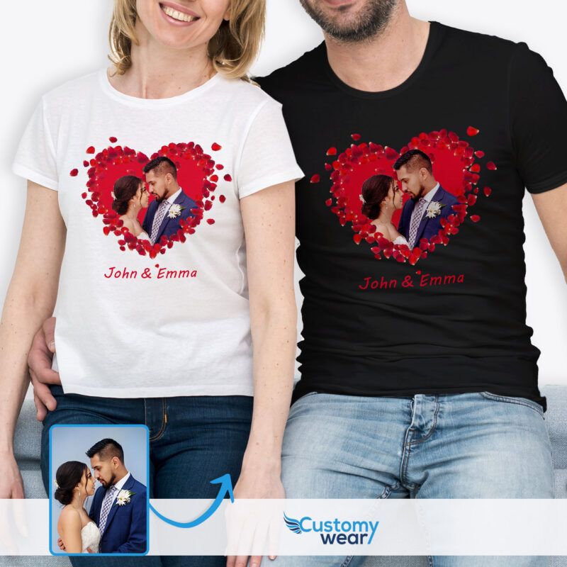 Valentine’s Day Heart Bloom: Custom Flower Heart T-Shirt for Men Custom arts : Flower heart www.customywear.com