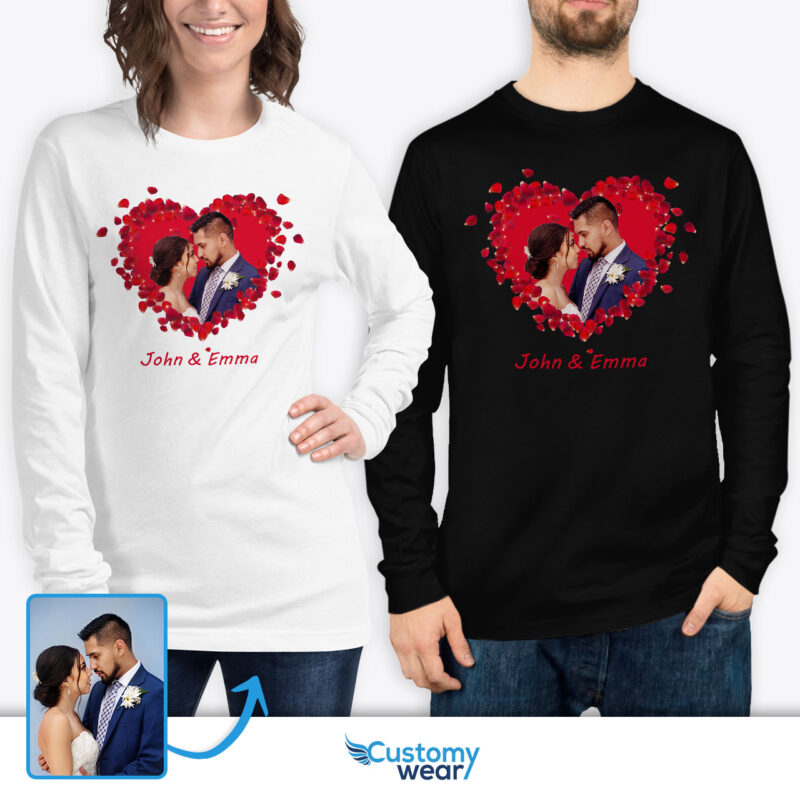 Valentine’s Day Romance: Personalized Flower Heart T-Shirt for Your Girlfriend Custom arts : Flower heart www.customywear.com