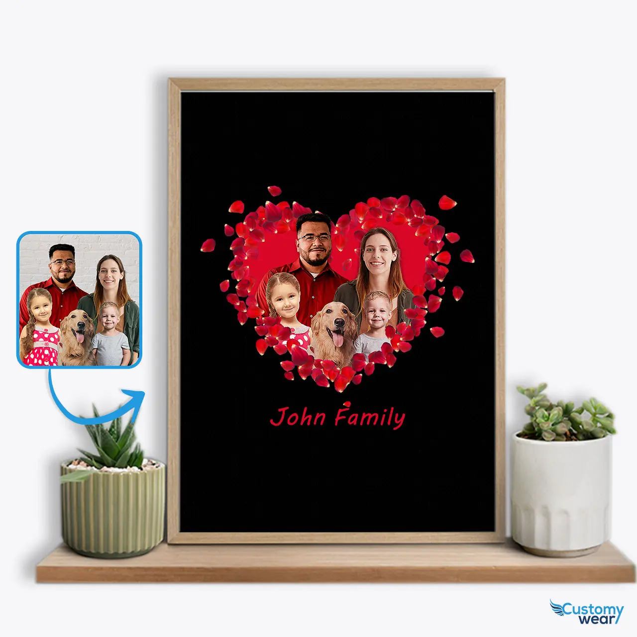 Sinfonia floreale del cuore: poster personalizzato con cuore floreale di  San Valentino per marito e moglie - Abbigliamento personalizzato