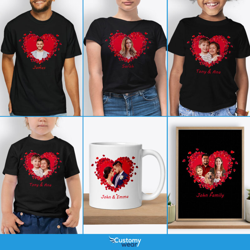 LoveCrafted Elegance: Personalized Heart T-Shirt for Valentine’s Day Bliss Custom arts : Flower heart www.customywear.com