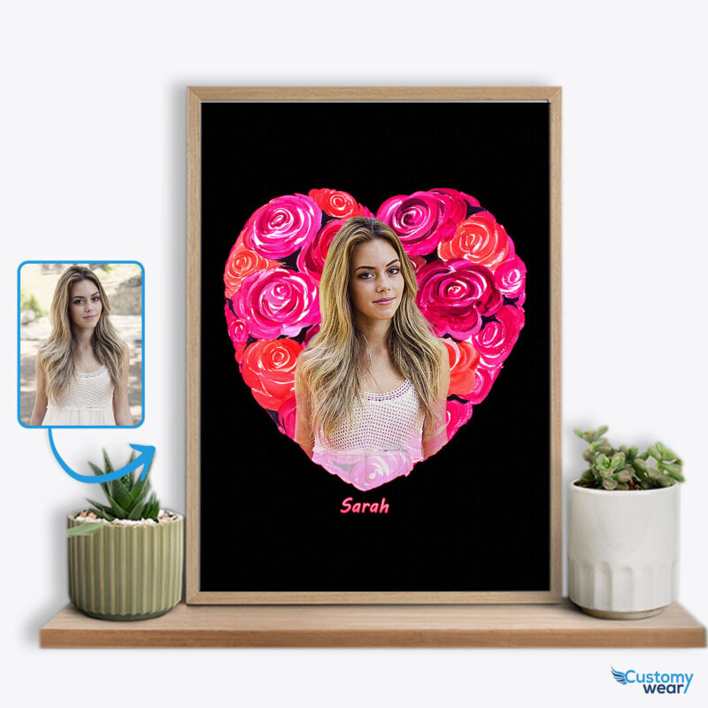 Girlfriend’s Custom Valentines Roses Poster: Eternal Love Blossoms Custom arts : Flower heart www.customywear.com
