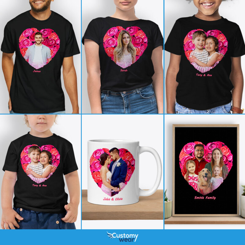 Capturing Romance: Custom Valentines Roses Shirt – Ideal Gift for Couples Custom arts : Flower heart www.customywear.com