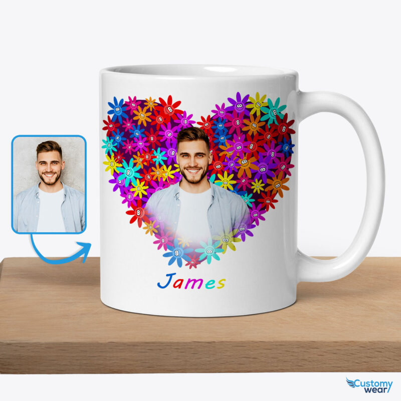 Valentine’s Day Custom Mug – Personalized Love Expression in a Cup Custom arts : Flower heart www.customywear.com