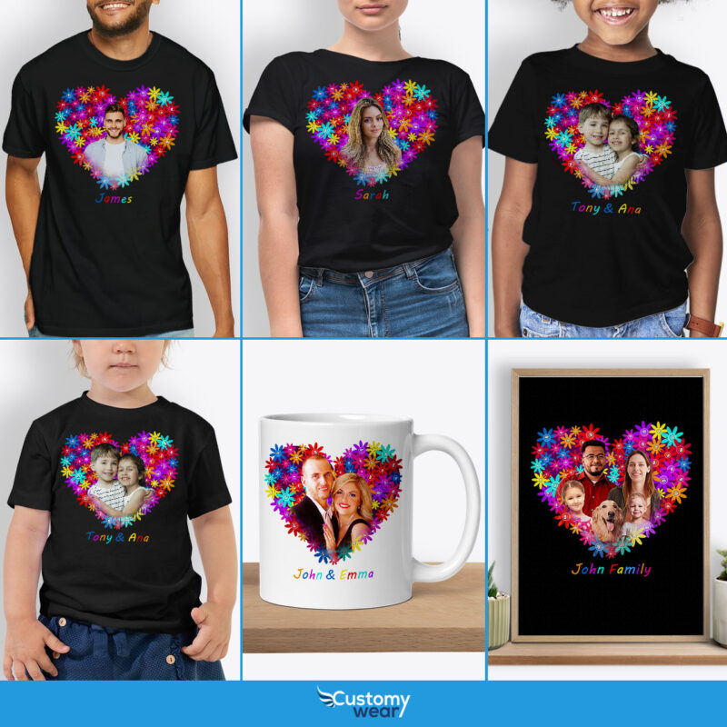 Couple’s Valentine’s Day Gift Idea: Unique Custom Tee Custom arts : Flower heart www.customywear.com