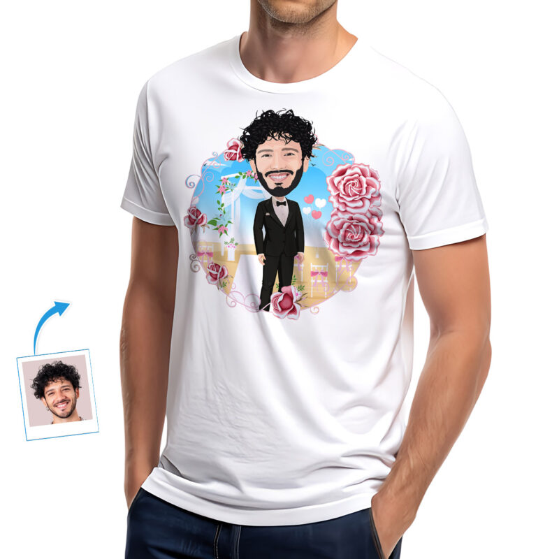 Maglietta The Groom – Maglietta con immagine personalizzata Regali personalizzati - Rosa nuziale www.customywear.com 27