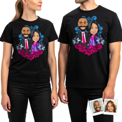 T-shirts de couple personnalisés – Photo aux t-shirts pour couple www.customywear.com