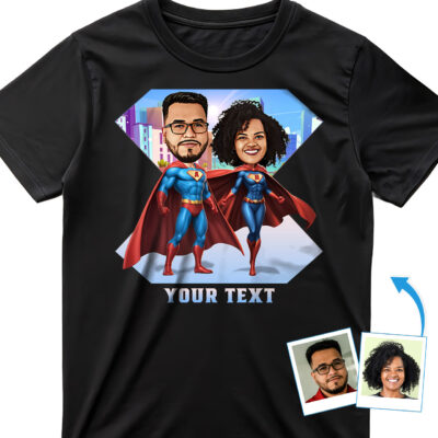 T-shirt de super-héros personnalisé pour couple – T-shirts personnalisés pour couple www.customywear.com 2