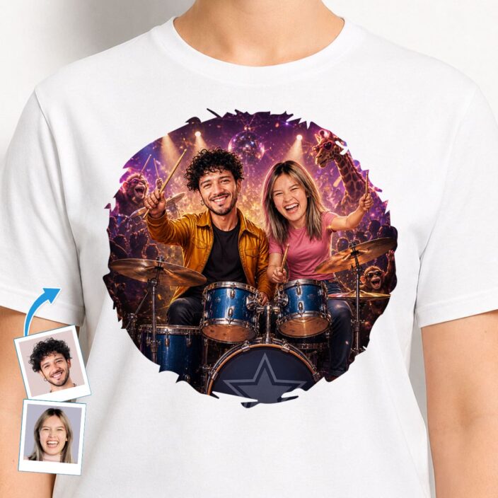 Custom Drummer Couple Shirt - Personalized Music Tee for Drum Enthusiasts (15)