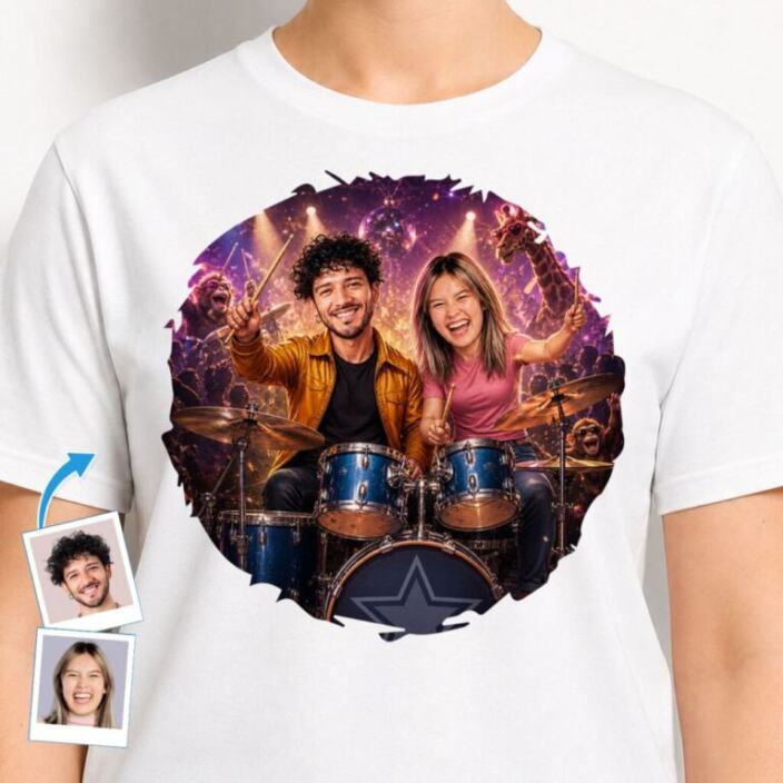 Custom Drummer Couple Shirt - Personalized Music Tee for Drum Enthusiasts (15)