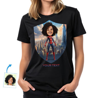 T-shirts de super-héros féminin - T-shirt de super-héros araignée personnalisé Customywear www.customywear.com Female Superhero Tee Shirts – Custom Spider Superhero Fashion Tee T-shirts for Women www.customywear.com