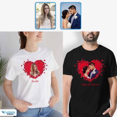 Custom Valentine Flower Heart T-Shirt: A Personalized Gesture for Your Girlfriend on Valentine’s Day T-shirts for Women www.customywear.com 2