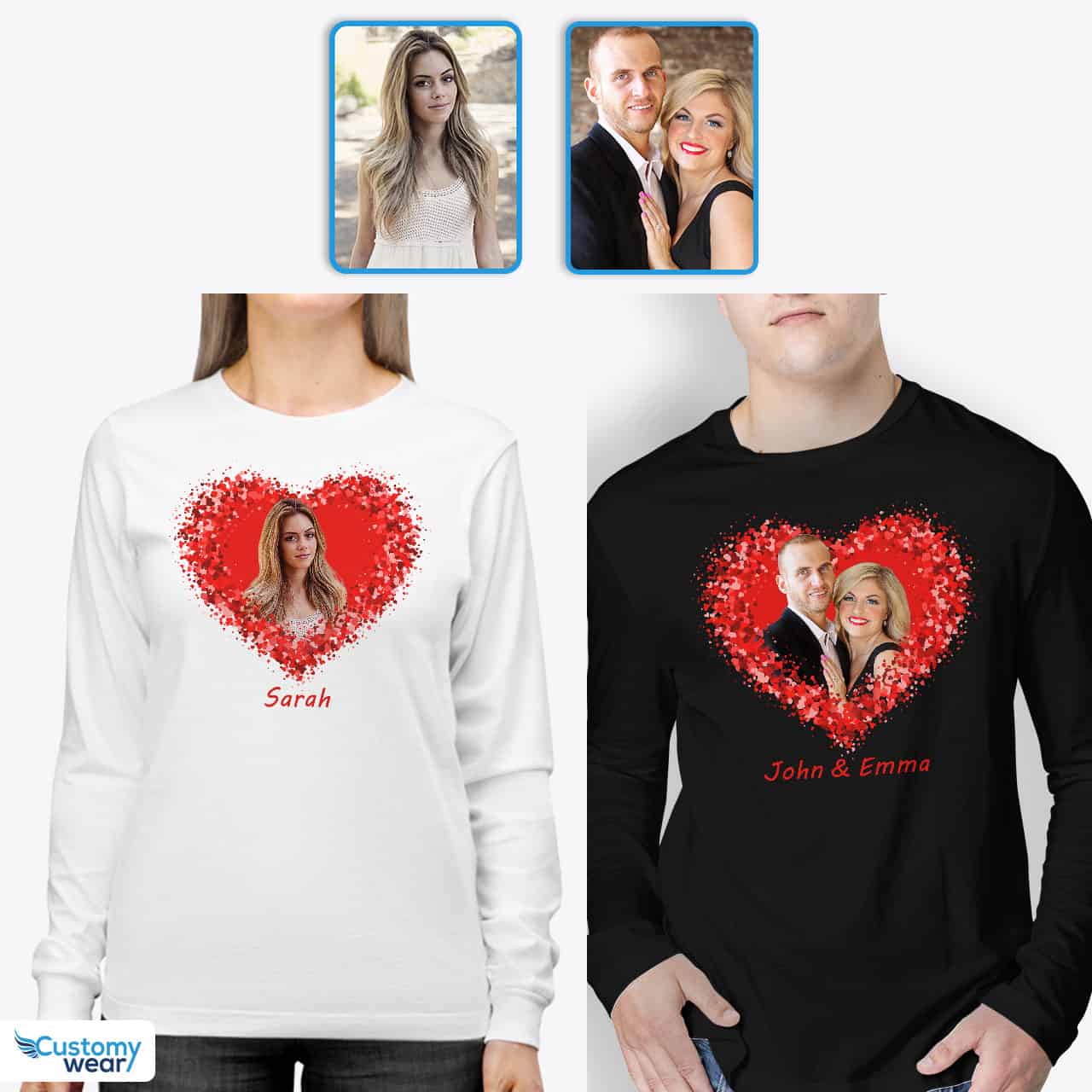 Regalos de San Valentin para parejas a juego Camisas con foto floral personalizadas